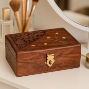 Handcrafted Wooden Jewellery Box – Decorative Jewellery Organizer & Storage Box
